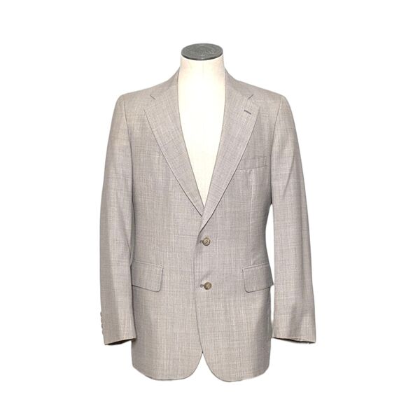 Vintage Chaps By Ralph Lauren 3-Piece Suit Tan Crosshatch Preppy Old Money Rich - Picture 2 of 16